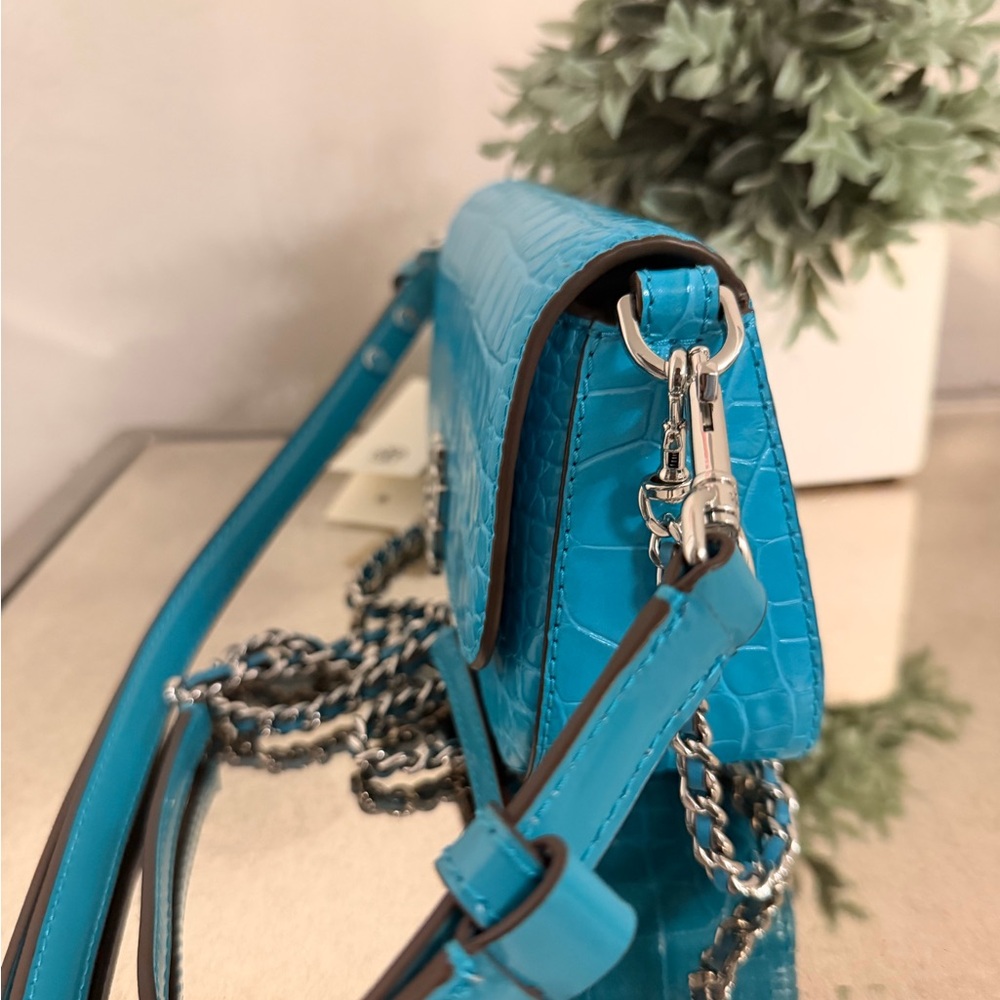 Tory Burch Turquoise Britten Small Adjustable Shoulder Bag - Picture 3 of 6